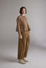 amente Printed Pleated Blouse - Gold/Cream - Thumbnail 5