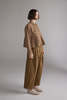 amente Printed Pleated Blouse - Gold/Cream - Thumbnail 6