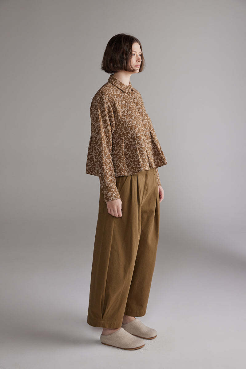 amente Printed Pleated Blouse - Gold/Cream