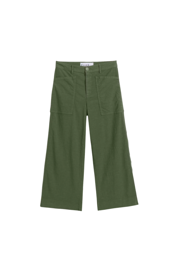 Frank & Eileen Limerick Cropped Wide-Leg Pant - Army Green