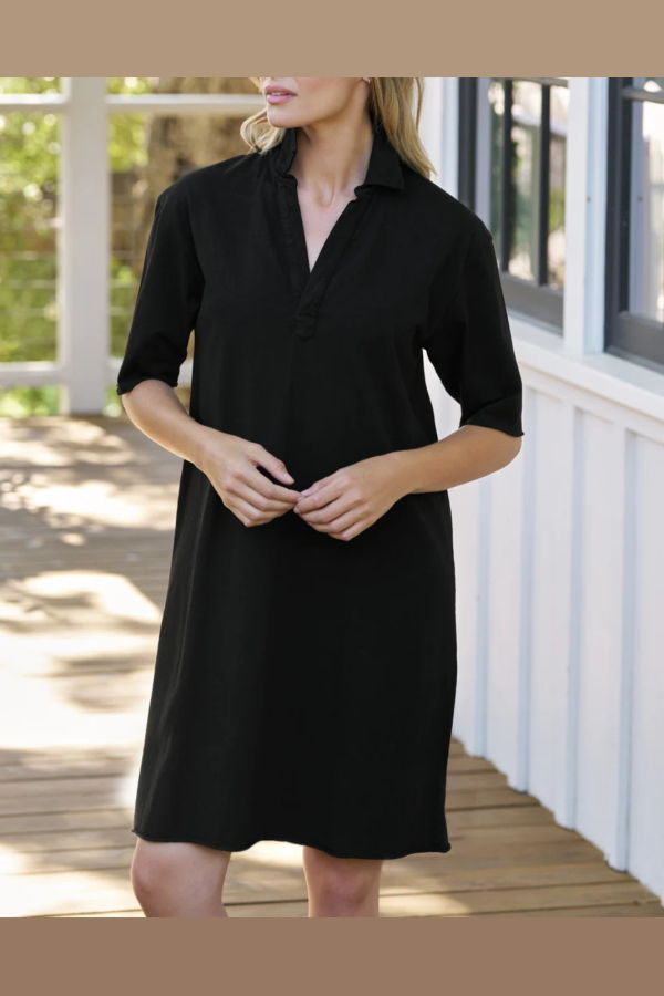 Frank & Eileen Mini Emma Popover Dress - Black