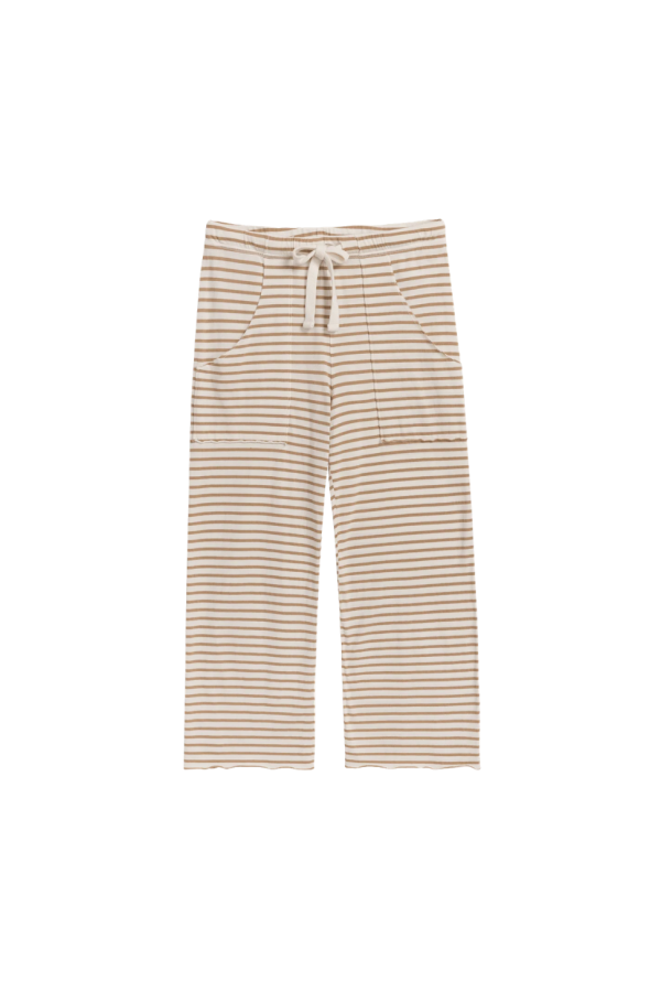 Frank & Eileen Penny Patch Pocket Jersey Pants - White/Camel Stripe