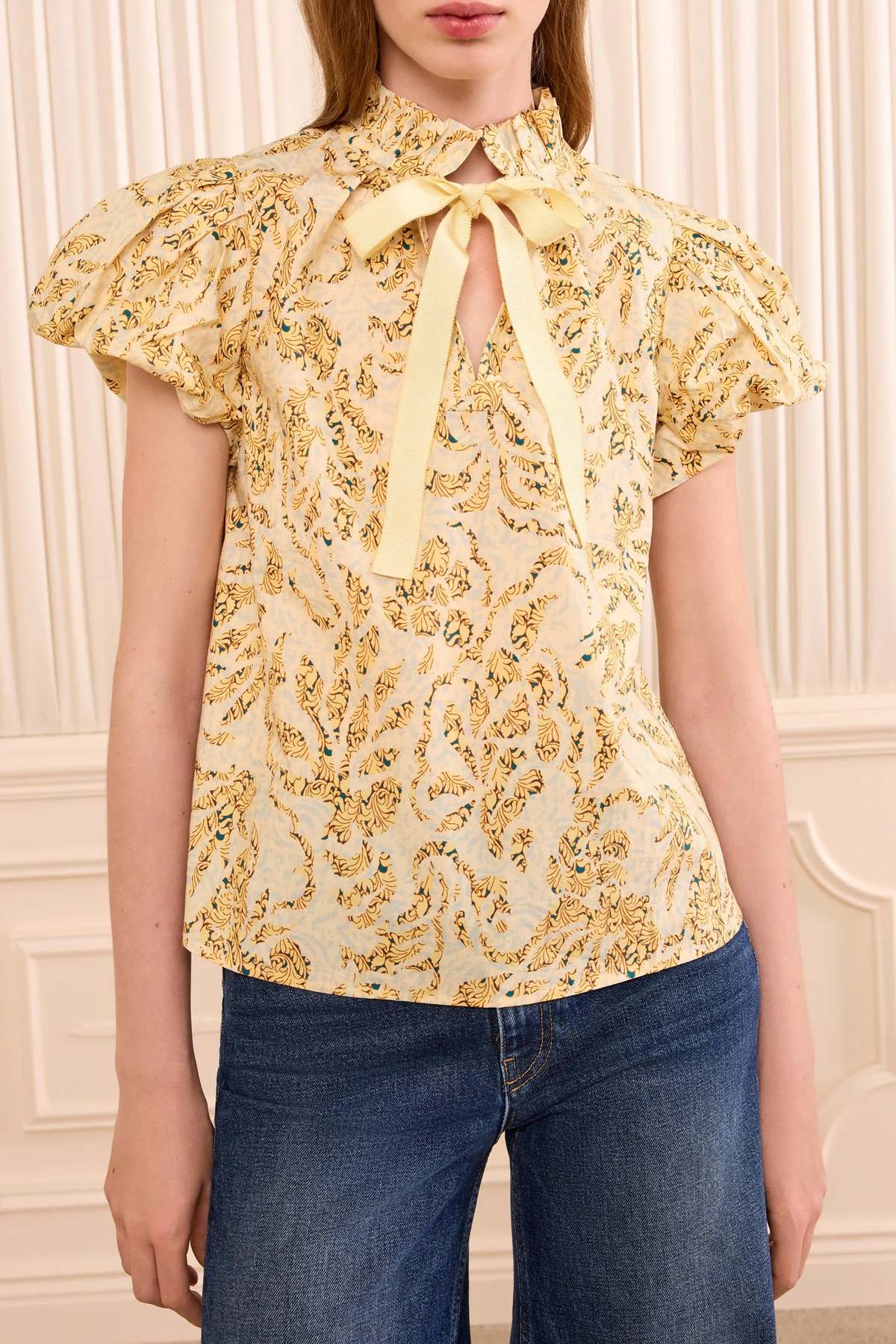 Ulla Johnson Estela S/S Cotton Top - Chamomile - Image 1 of 3