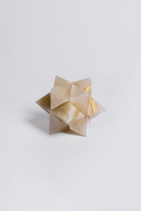Handcrafted Burr Star | 3D Gemstone Puzzle | White Onyx
