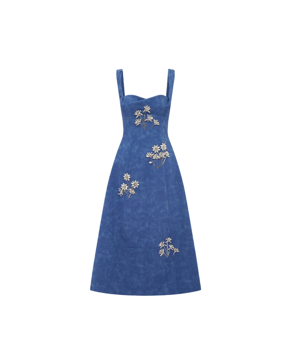 Leo Lin Beatrice Embellished Vegan Suede Midi Dress - Azure