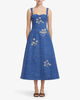 Leo Lin Beatrice Embellished Vegan Suede Midi Dress - Azure - Thumbnail 2