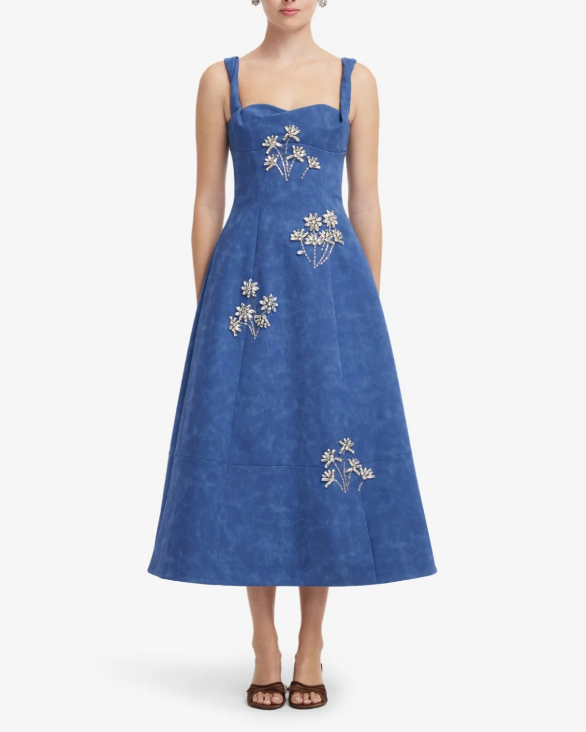 Leo Lin Beatrice Embellished Vegan Suede Midi Dress - Azure - Image 2 of 6
