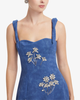 Leo Lin Beatrice Embellished Vegan Suede Midi Dress - Azure - Thumbnail 3