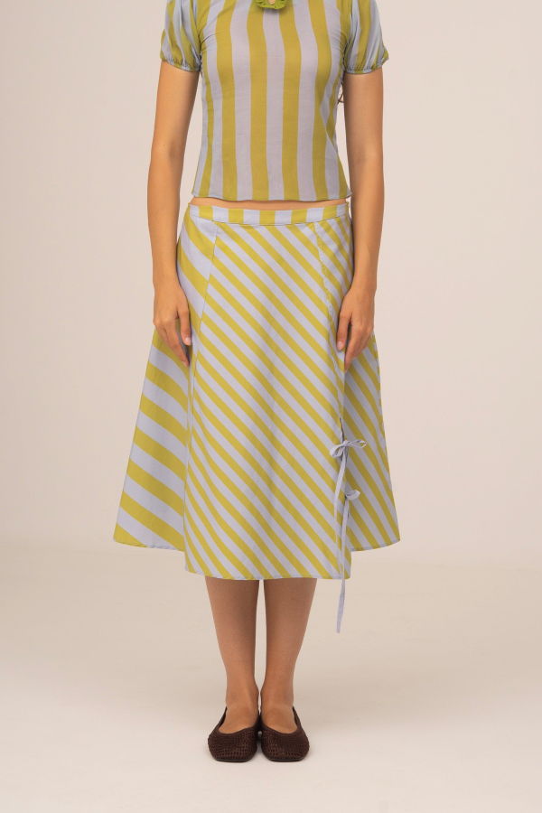 Carmen Says Amalfi Sunlit Striped Midi Skirt
