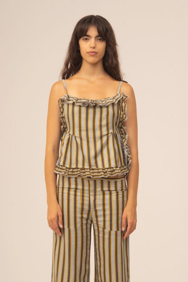 Carmen Says Golden Serenity Striped Blouse