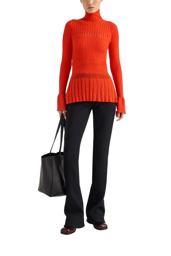 Proenza Schouler Rosario Textured Merino Wool Top - Orange
