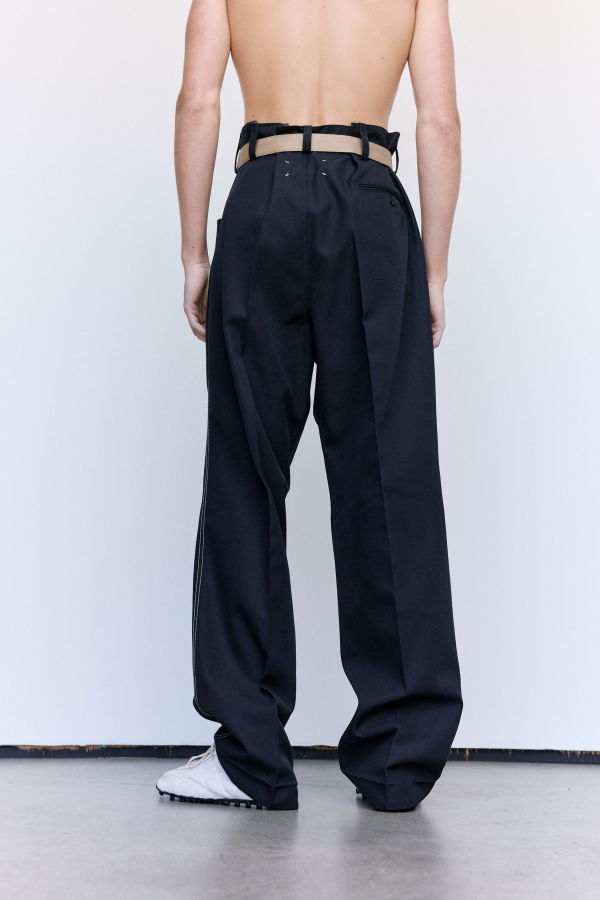 Maison Margiela Wool Contrast Belted Trousers