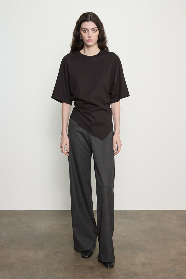 Enza Costa Supima Structured Jersey Asymmetrical Tee