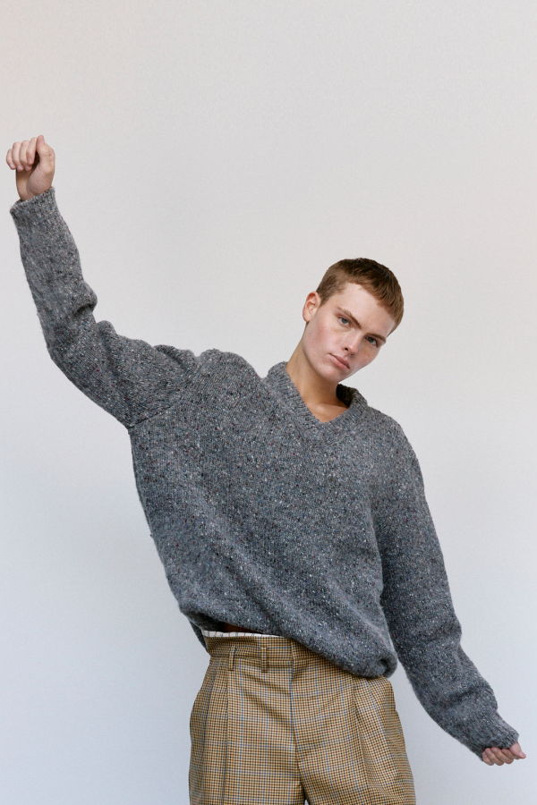Maison Margiela Melange Wool V-Neck Sweater