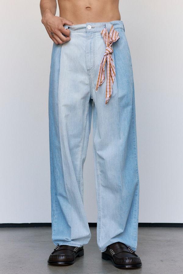 Marni Light Blue Chambray Jeans With Foulard