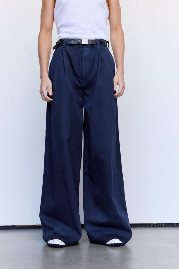 Maison Margiela Cotton Collapsed Hem Wide-Leg Trousers