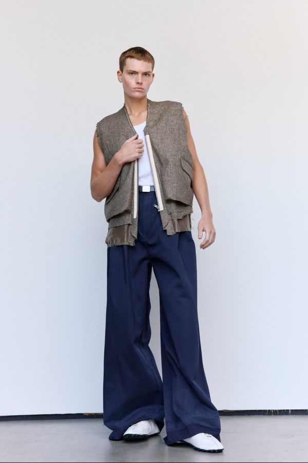 Maison Margiela Cotton Collapsed Hem Wide-Leg Trousers