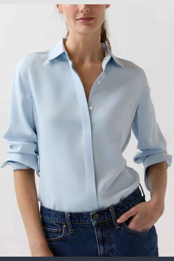 MASHBURN Classic Blouse - Pale Blue
