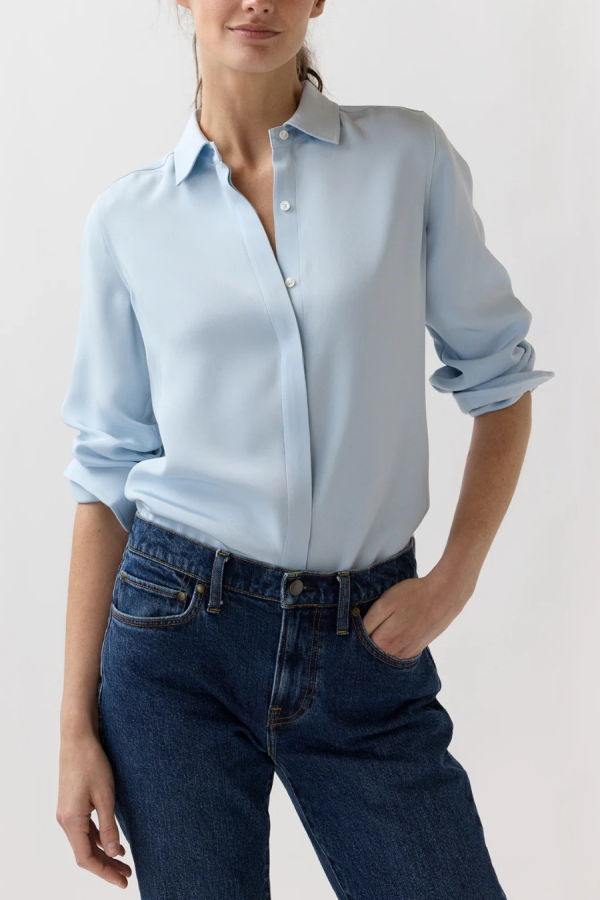 MASHBURN Classic Blouse - Pale Blue