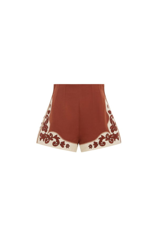 ALÉMAIS Duke Embroidered Shorts - Rust