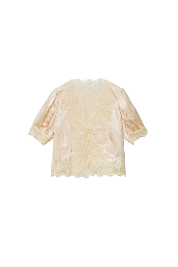 DÔEN Idella Silk Satin Top - Candlelight