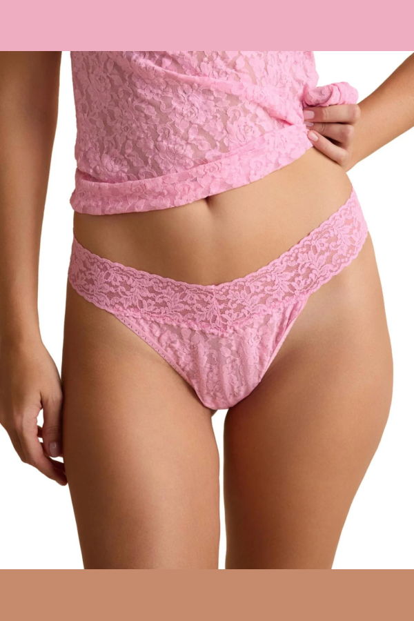 Hanky Panky Original Wrapped Lace Thong - Strawberry Lemonade Pink