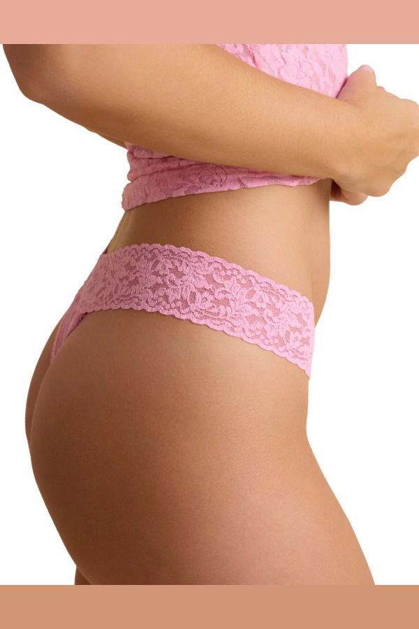 Hanky Panky Original Wrapped Lace Thong - Strawberry Lemonade Pink