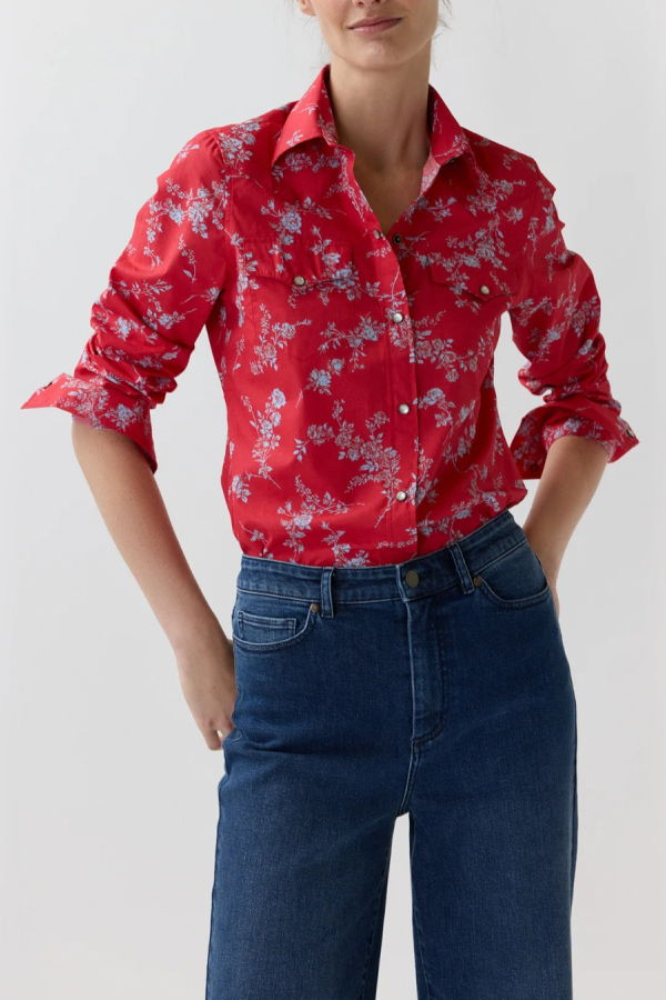 MASHBURN Western Shirt - Red Elizabeth Sketch