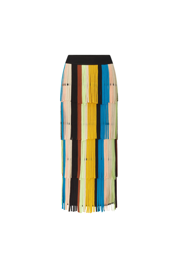 Simon Miller Zaza Knit Fringe Skirt - Ocean Stripe