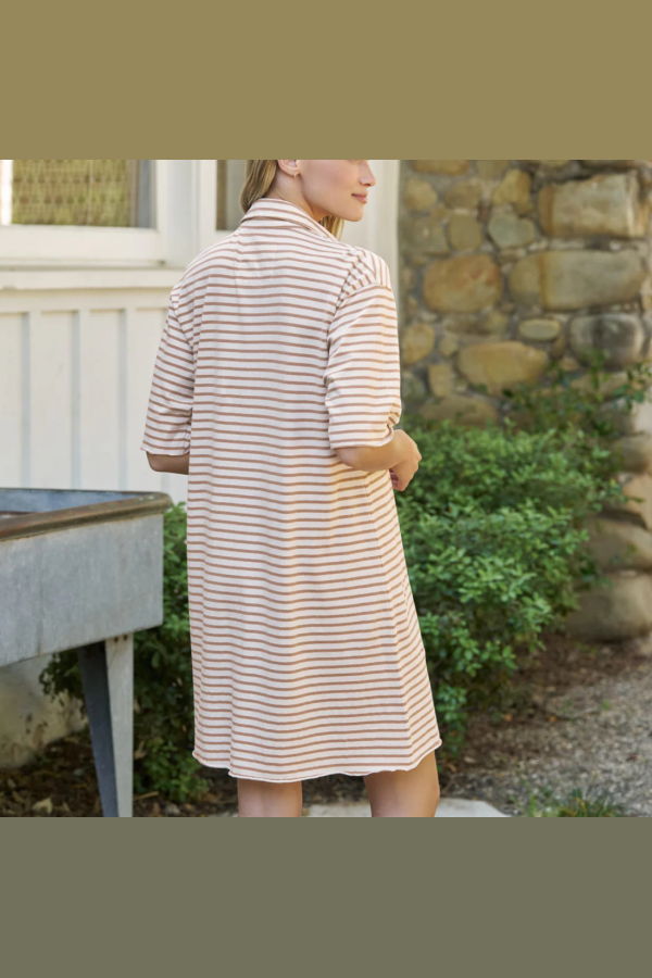 Frank & Eileen Mini Emma Dress - Vintage White Camel Stripe