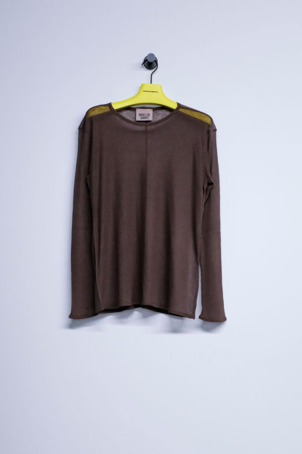 Gabriela Coll Garments No.300 Cashmere & Modal Rib Jersey Top - Brown