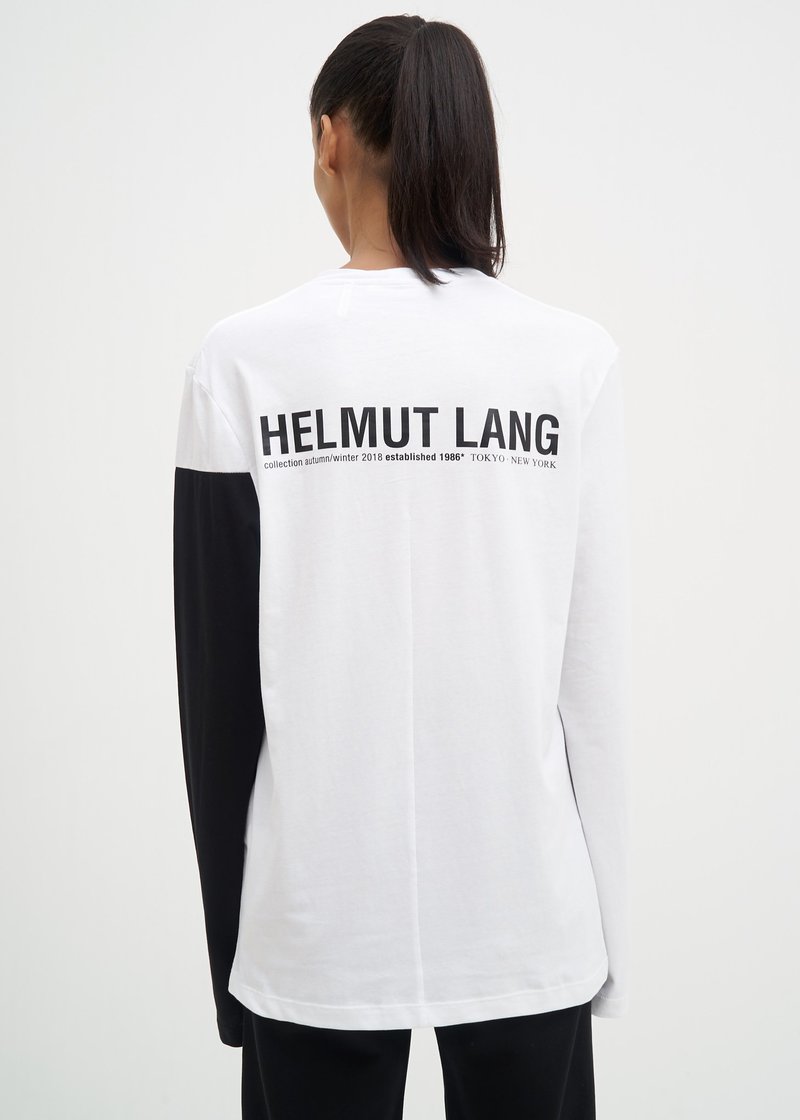Helmut Lang Band Logo Long Sleeve t-shirt - White/Black | Garmentory