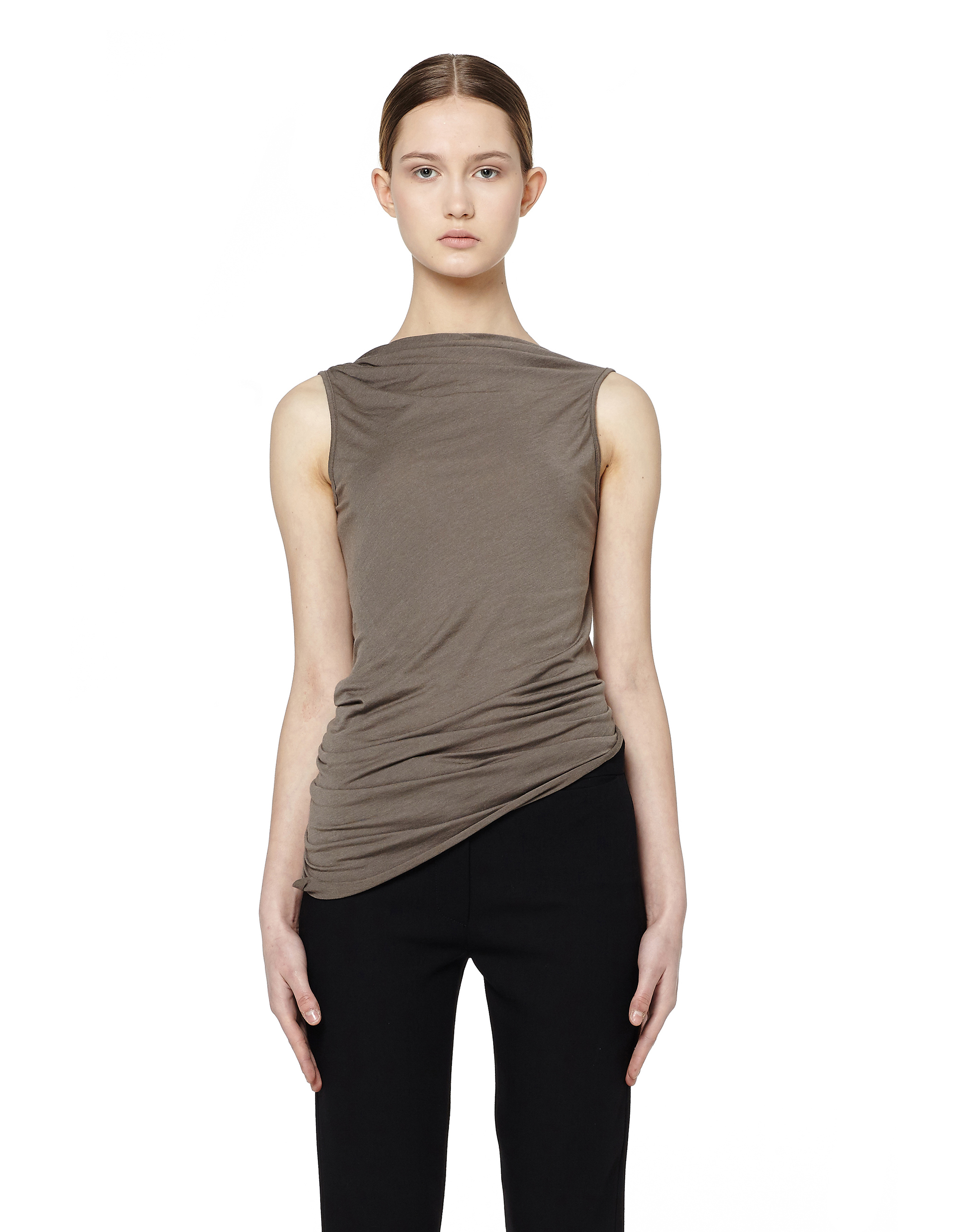 Rick Owens LILIES ドレープカットソー　ノースリーブ Rick Owens Lilies Open Back Draped Top - Taupe | Garmentory