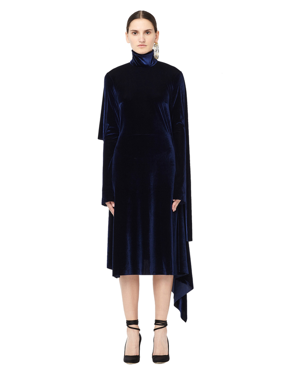 knee length dresses for ladies Square Neck Velvet Midi Cocktail Dress XJ413 main image 1