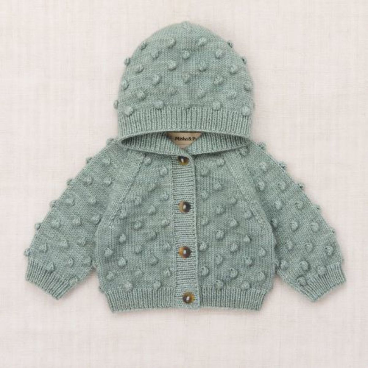 KIDS Misha & Puff Hooded Popcorn Cardigan - Onsen - Image 1 of 4