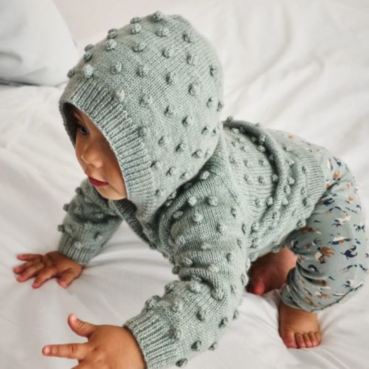 KIDS Misha & Puff Hooded Popcorn Cardigan - Onsen - Image 3 of 4
