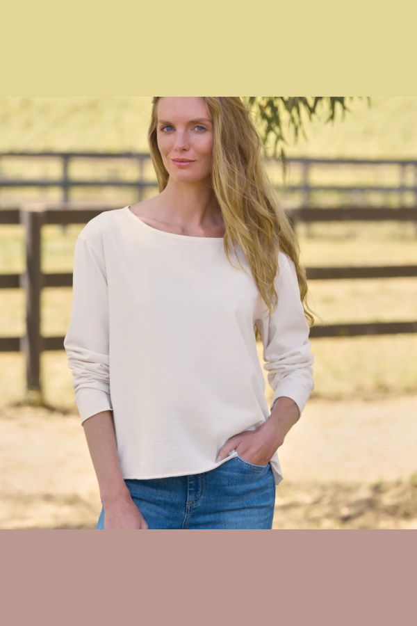 Frank & Eileen Ella Long-Sleeve Boatneck Tee - Vintage White