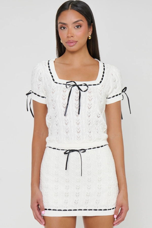 Mumu Simone Mini Skort - Ivory/Black