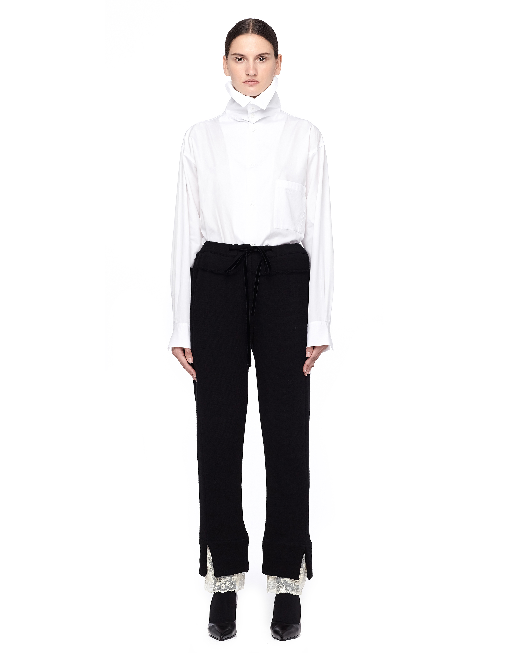 Ann Demeulemeester Lace Trimmed Drawstring Pants | Garmentory