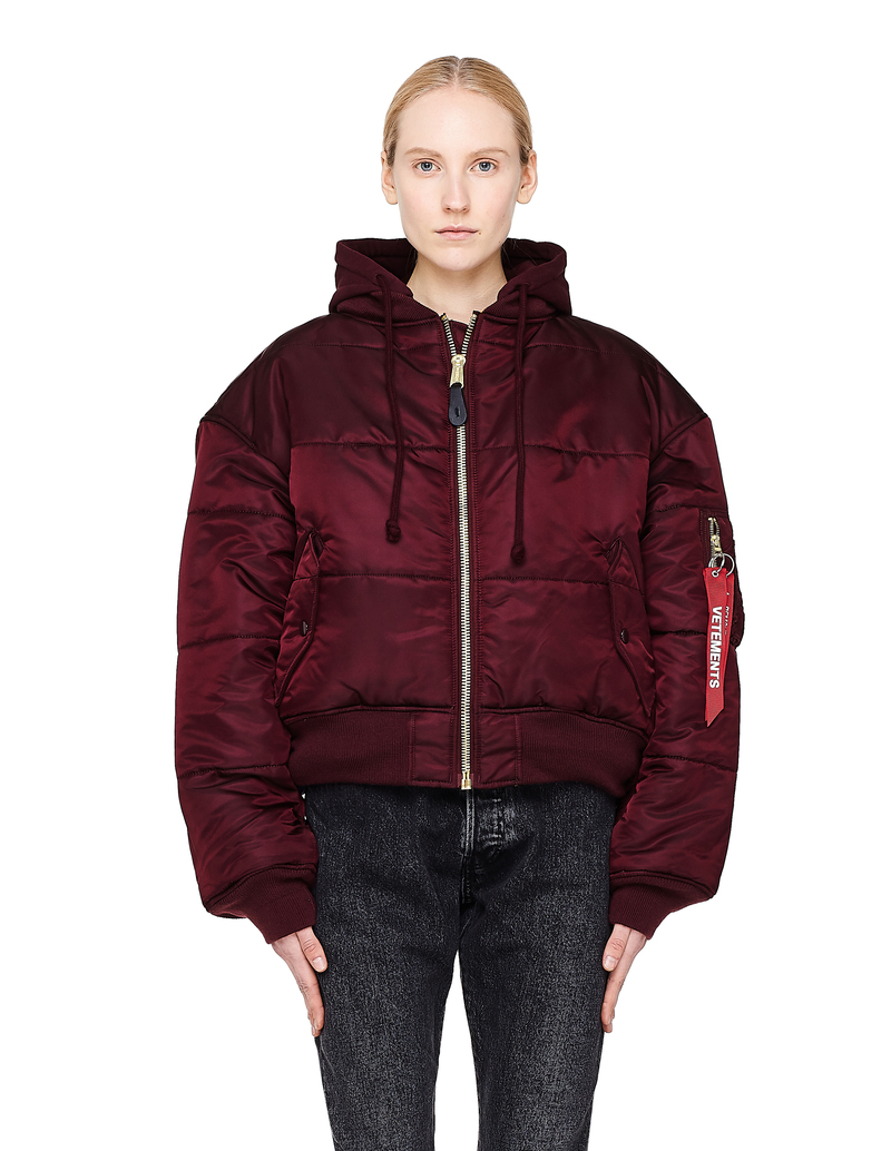 Vetements Reversible Cropped Bomber Jacket - Burgundy Vetements Reversible Cropped Bomber Jacket - Burgundy