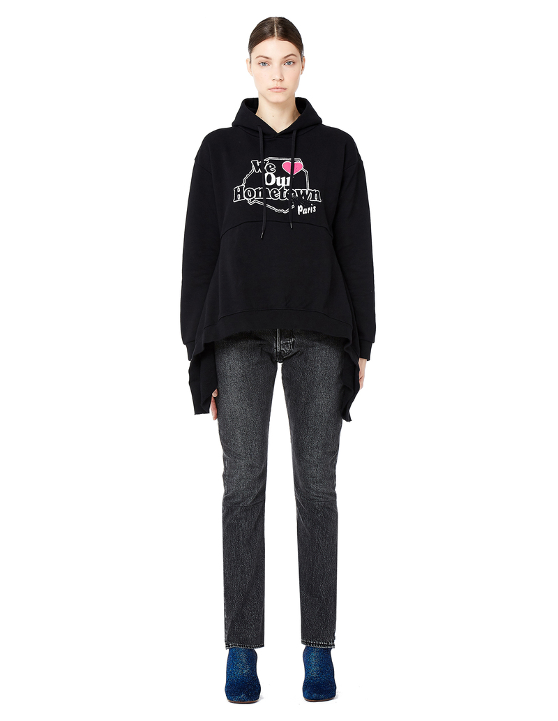 Vetements Hometown Cut-Up Hoodie - Black | Garmentory