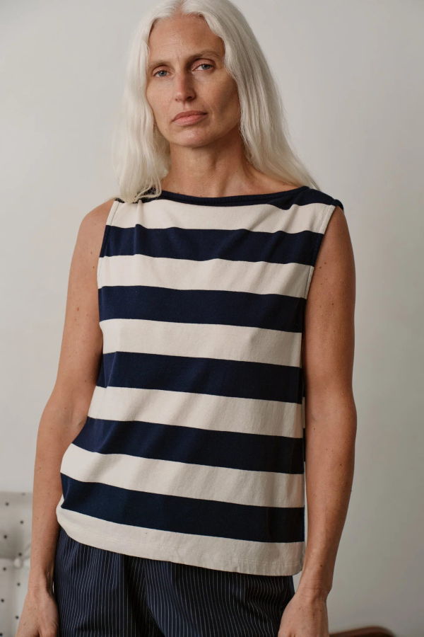 Donni. Jersey Stripe Boatneck Tank