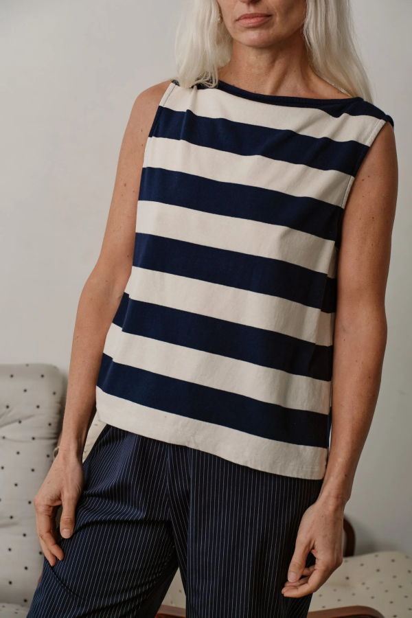Donni. Jersey Stripe Boatneck Tank