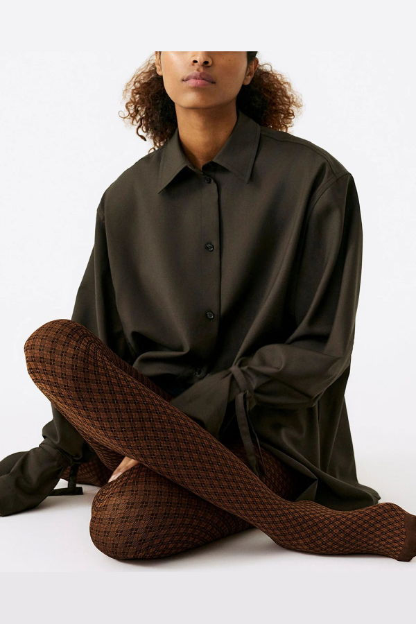 Swedish Stockings Clara Retro Motif Tights - Bourbon