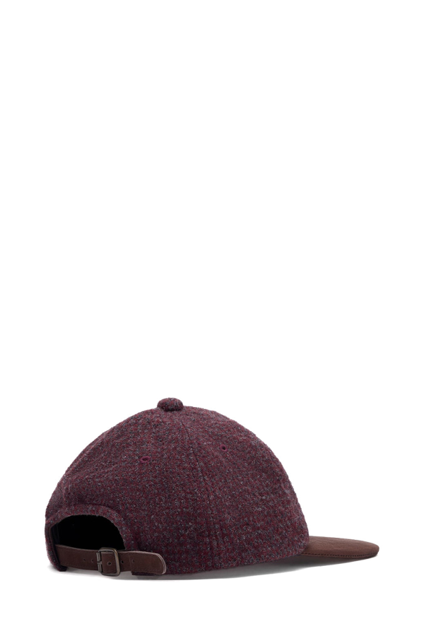 Comme des Garçons Wool Herringbone Suede Mix Baseball Cap - Burgundy / Brown