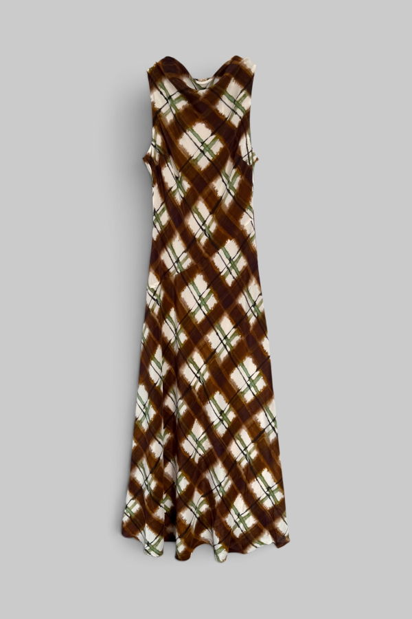 Cara Cara Crystal Midi Dress - Painted Plaid Brown
