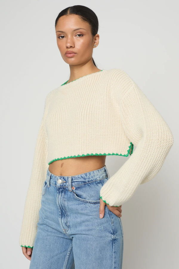 Atelier Delphine Aries Top - Ivory/Green