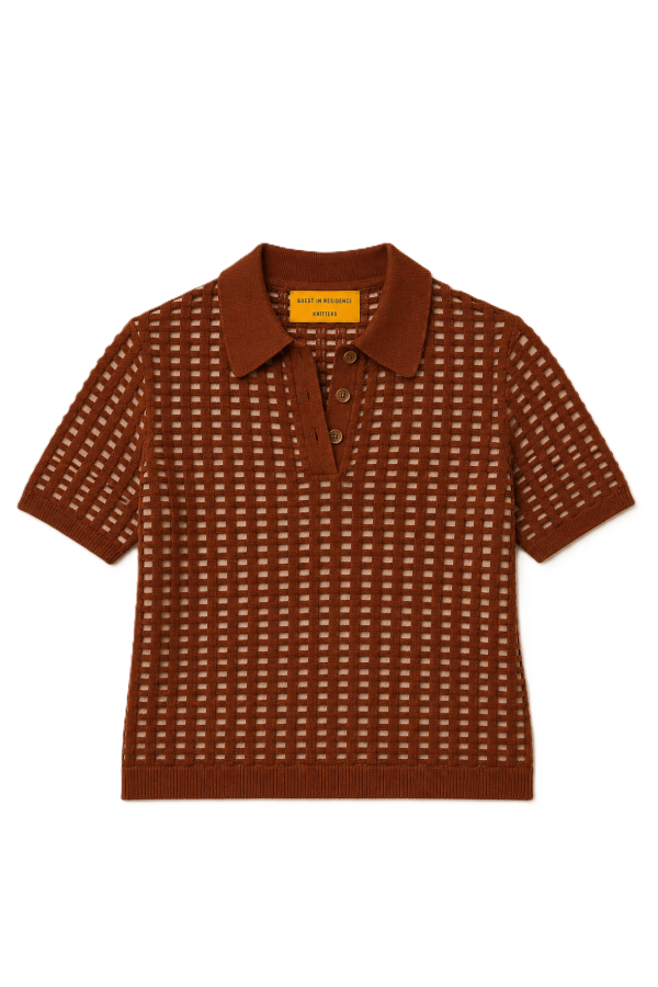 Guest in Residence Shrunken Waffle Polo - Burnt Sienna