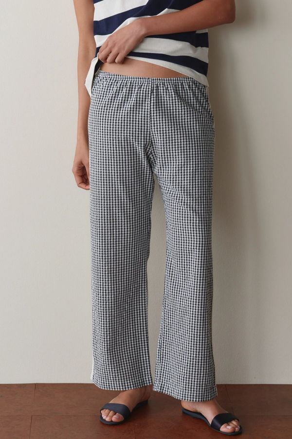 Donni. The Cotton Gingham Stripe Cropped Pant