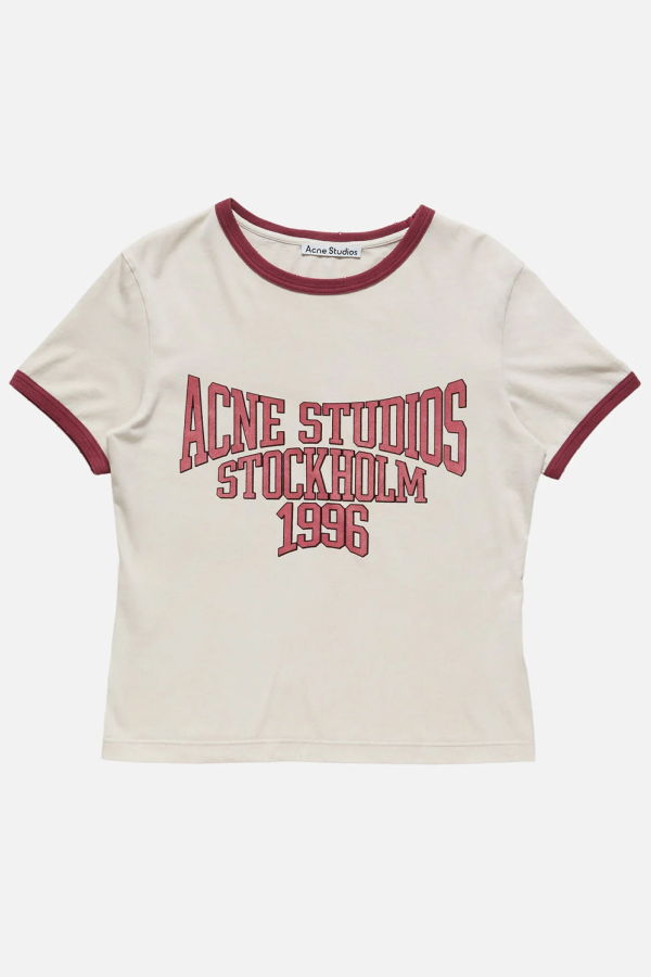 Acne Studios Graphic T-Shirt - Off White/Burgundy